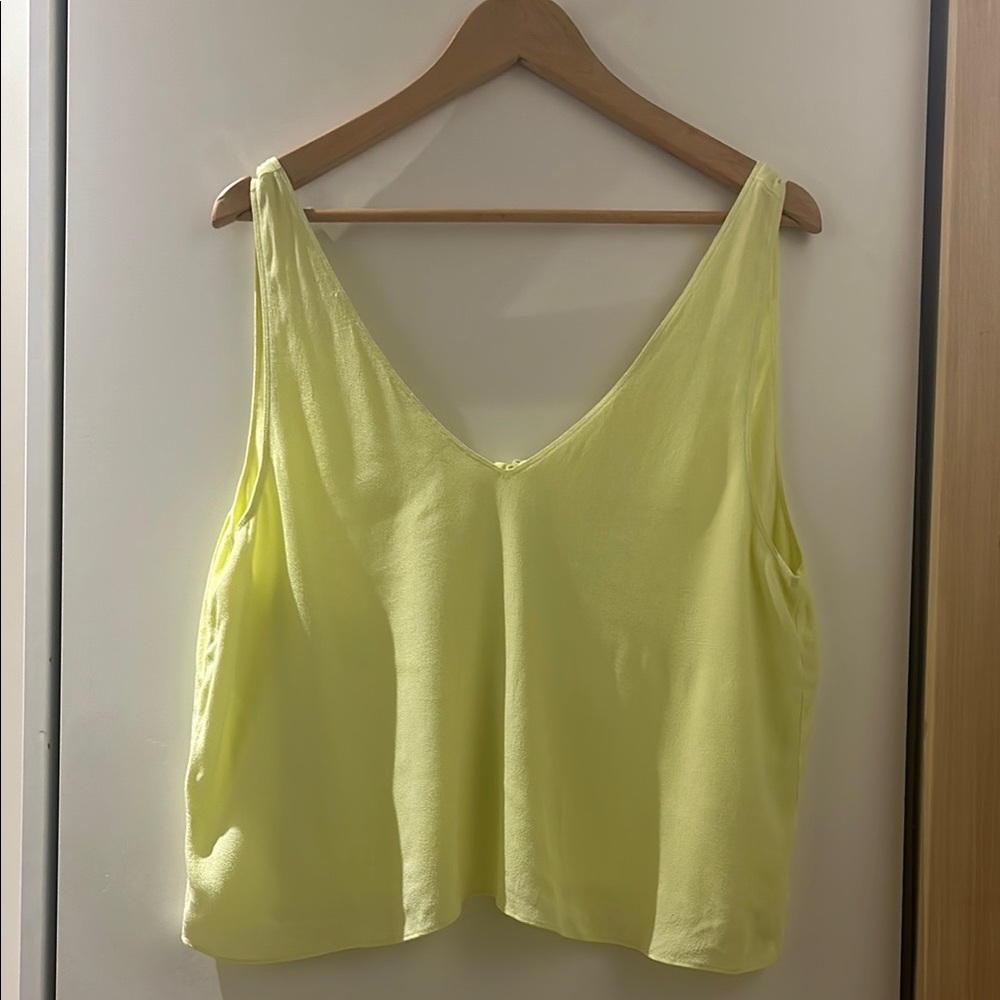 Aritzia- Wilfred Free Neon Yellow Open Back Tank